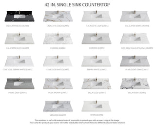 Parker 42" Single Sink Bath Vanity, Black 2" Viola Gold