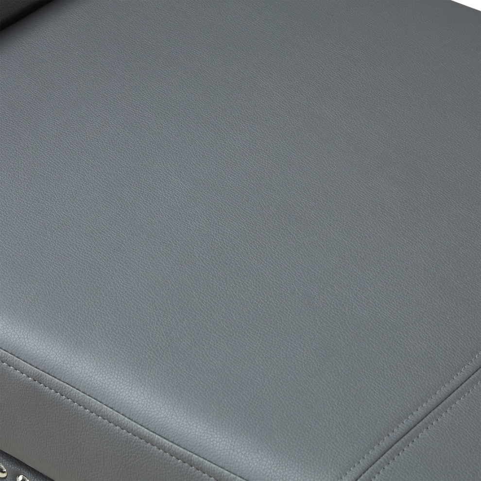 Veber PU Leather Nailhead Trim Storage Ottoman Bench, Gray