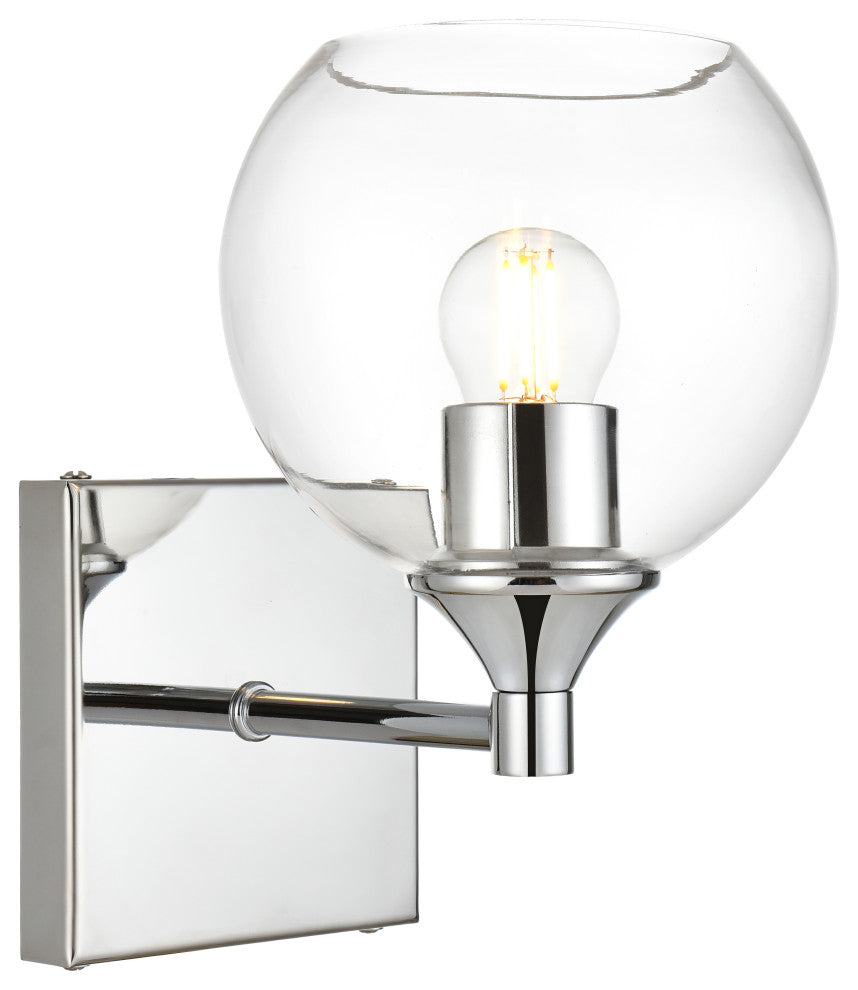 1 Light Chrome And Clear Bath Sconce