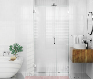 78"x43.5" Frameless Hinged Shower Door, Wall Hinge Door Style, Chrome