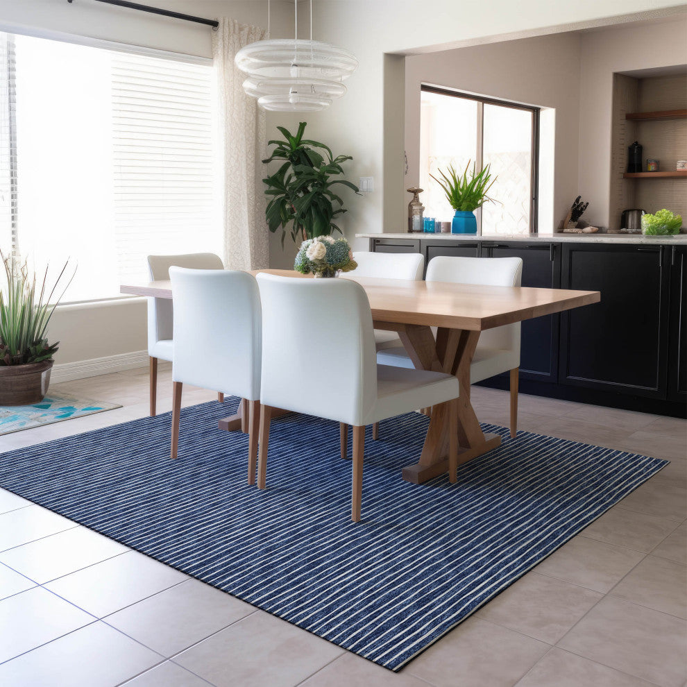 Indoor/Outdoor Laidley LA1 Navy Machine Washable 3' x 5' Rug