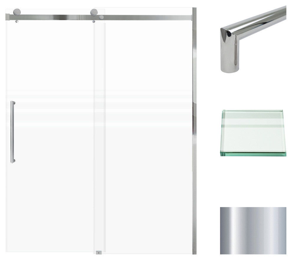 Madeline 60"x76" Frameless Shower Door with Fixed Panel in Polished Chrome