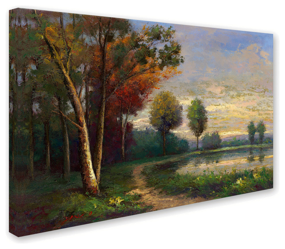 Daniel Moises 'Landscape with a Lake' Canvas Art, 19x12