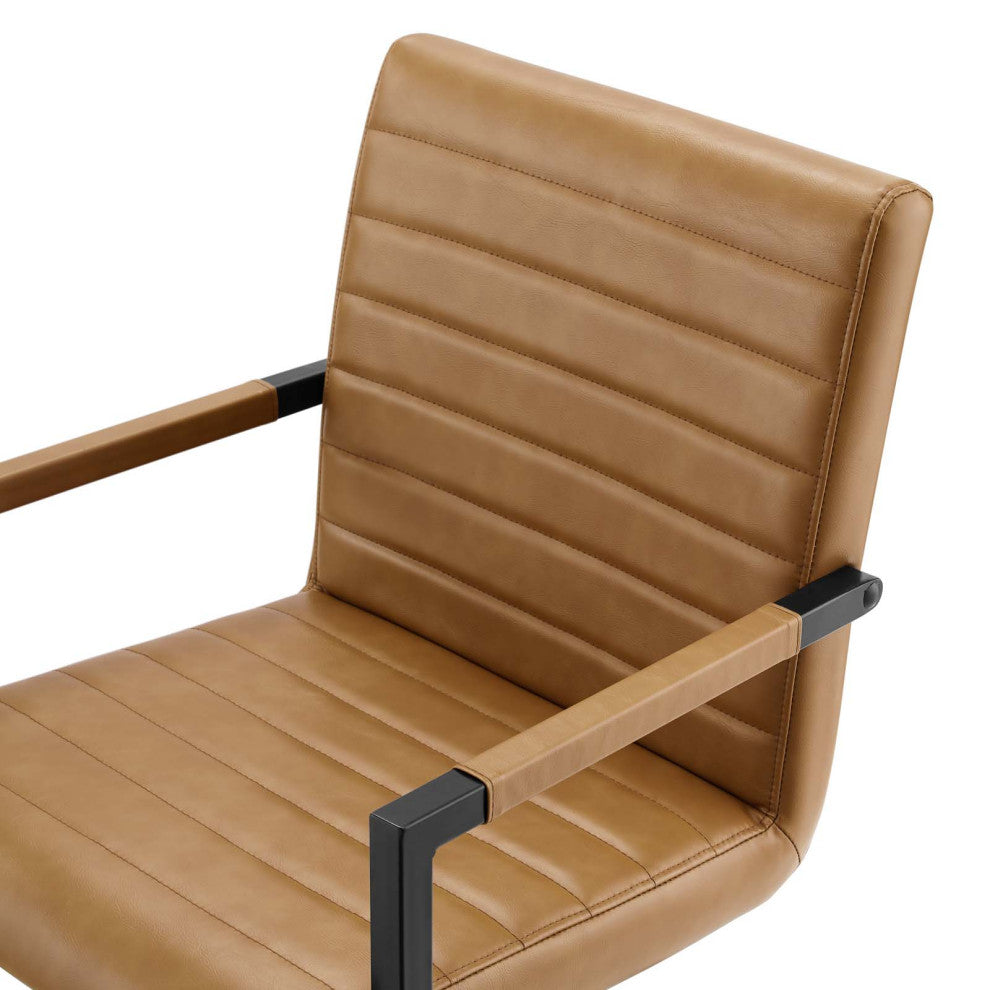Side Dining Chair, Set of 2, Faux Vegan Leather, Tan, Modern, Bistro Restaurant