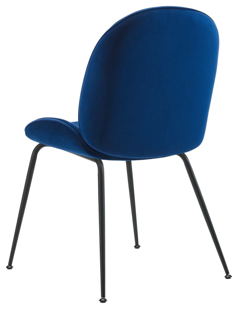 Side Dining Chair, Set of 2, Velvet, Metal, Blue Navy, Modern, Bistro Restaurant