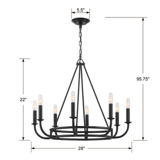 Bailey 8-Light 22" Chandelier, Matte Black