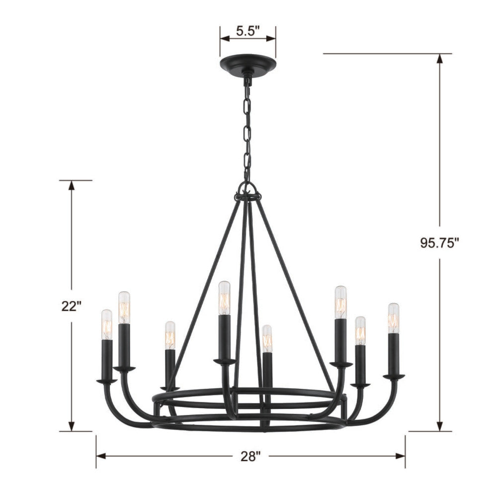 Bailey 8-Light 22" Chandelier, Matte Black