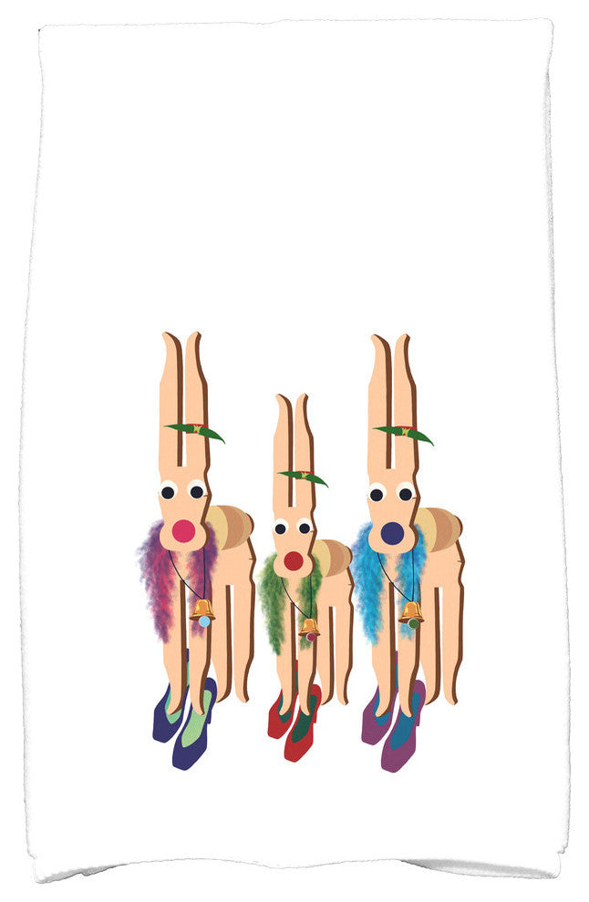 Merry Angels Holiday Geometric Print Kitchen Towel, White