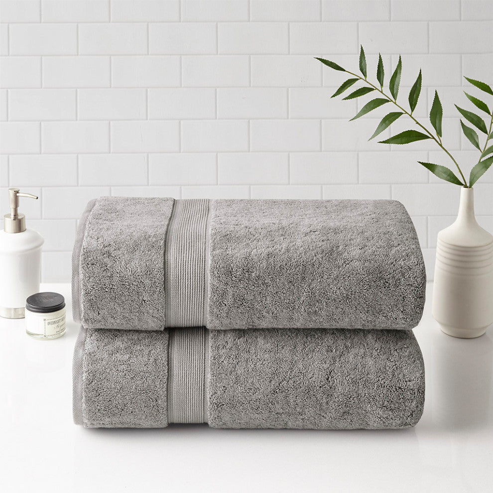 Madison Park Signature 800gsm 2-Piece Oversized Bath Sheet Towel Set, Light Grey