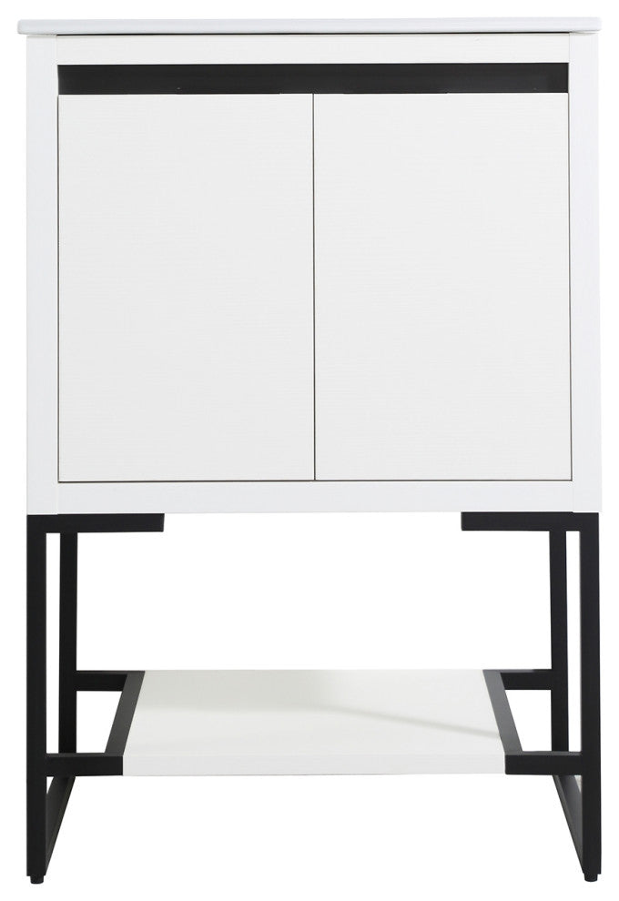 24" Plywood Freestanding Bath Vanity Set, Integrated Resin Basin