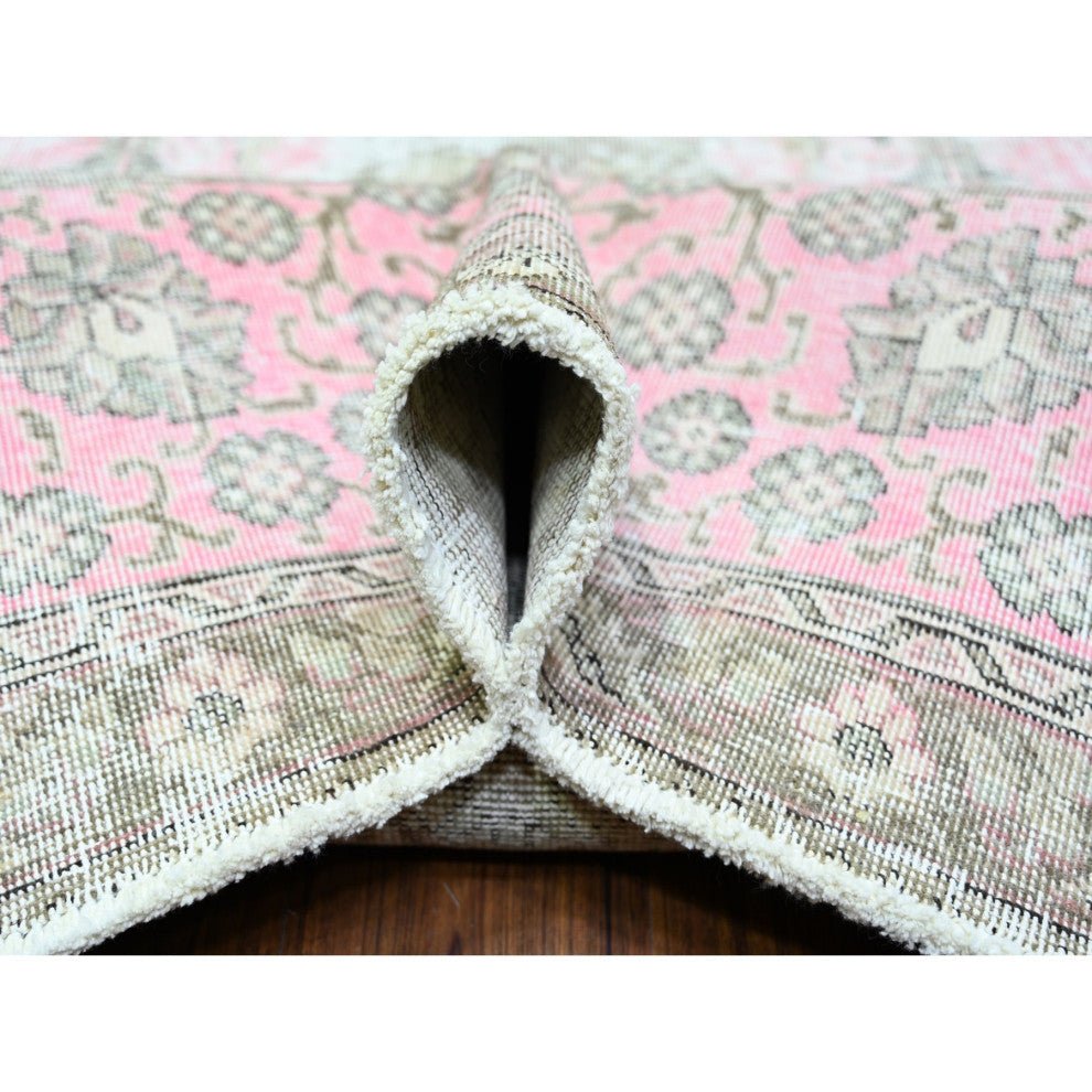 Blush Pink Vintage Tebraz Wool Hand Knotted Oversized Oriental Rug 11'3"x15'9"