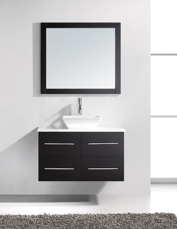 Marsala 35" Single Bathroom Vanity Set Espresso, Engineered Stone Countertop