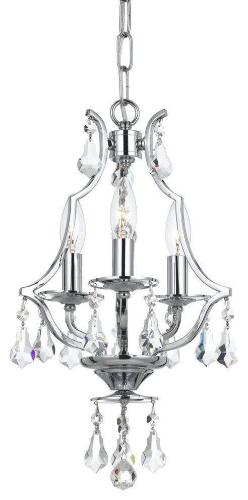 Crystorama 5933-CH-CL-MWP Cedar 3-Light Polished Chrome Mini Chandelier