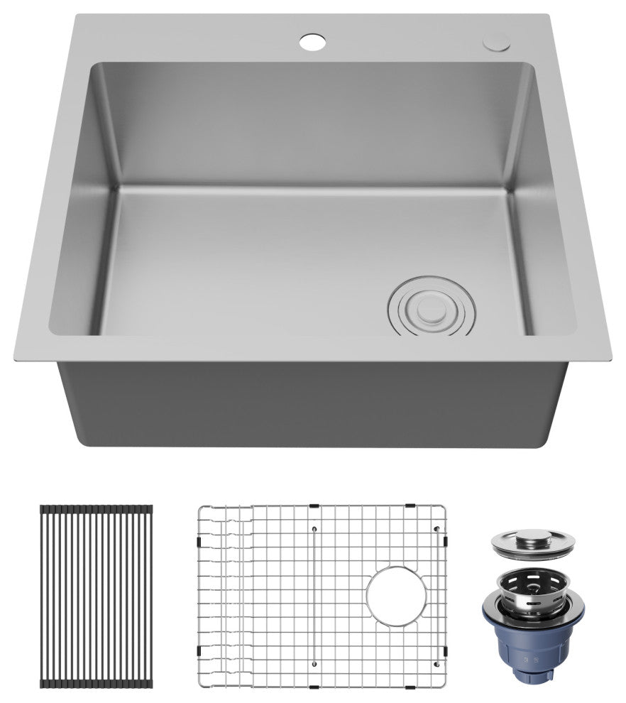 Karran Fusion Top Mount 25-in x 22-in Stainless Steel Single Bowl Kitchen Sink
