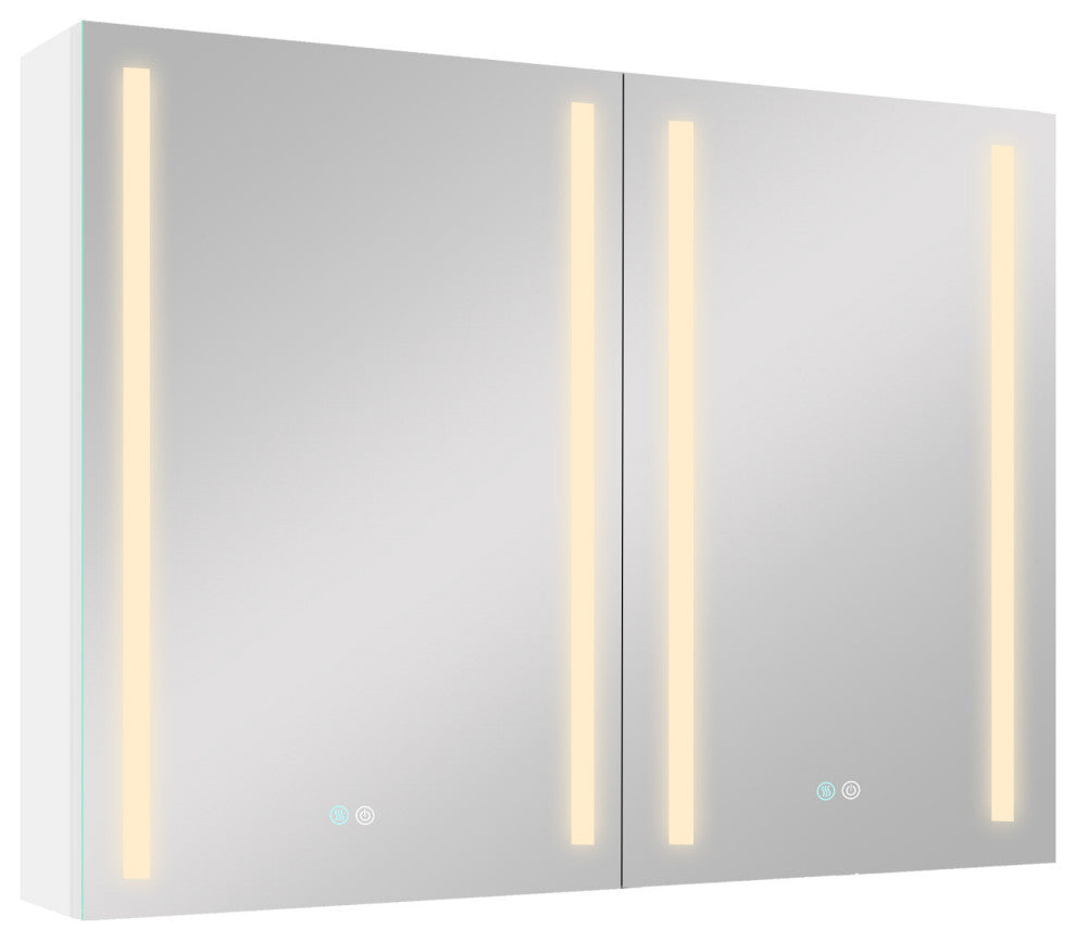 40" Aluminum Surface Mounted Medicine Cabinet with Two Doors and Mirror