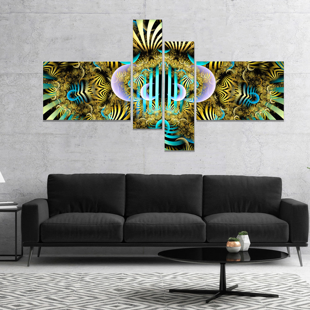 Magical Fairy Pattern Brown, Abstract Art on Canvas, 60"x32", 4 panels