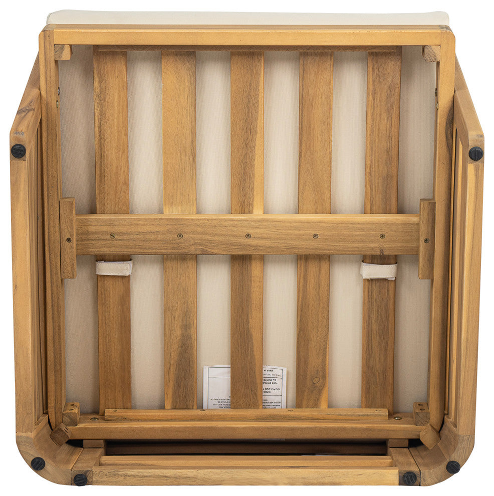 GDF Studio Outdoor Acacia Wood Club Chair with Waterproof Cushions, Teak Finish/Beige Cushion, Single