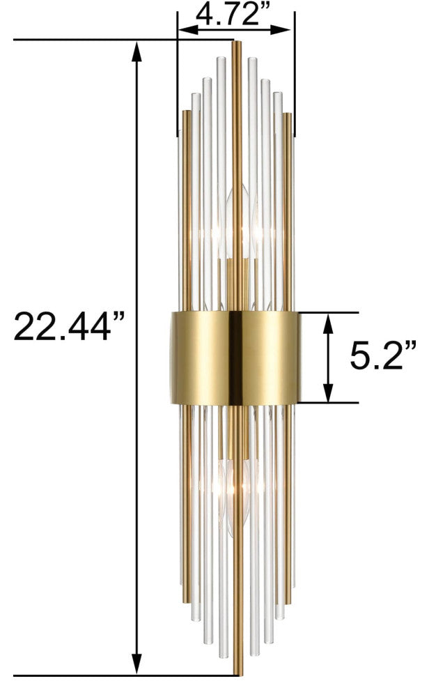 Modern Crystal Wall Sconce Set of 2, Gold