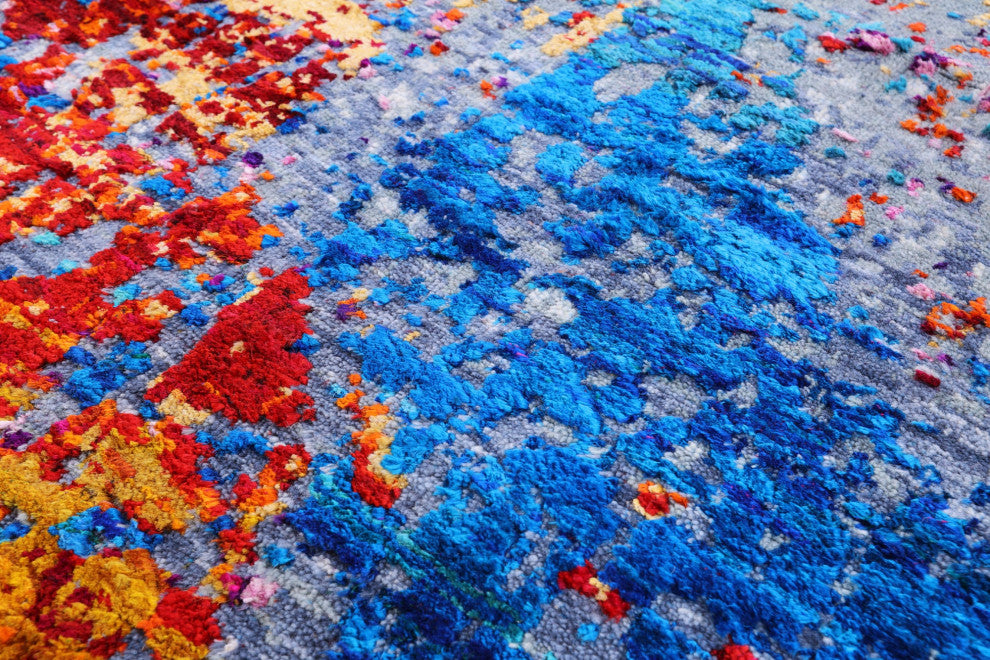 Abstract Handmade Wool & Silk Rug 8' 0" X 9' 11" - Q13700