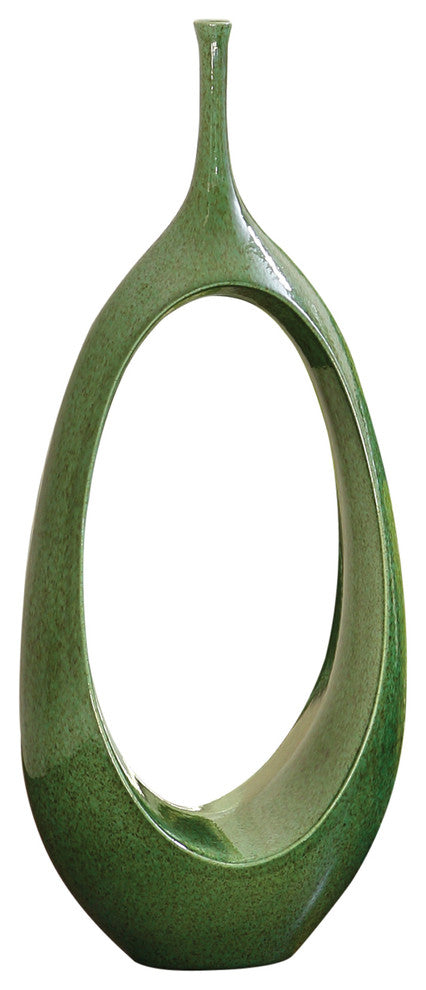 Open Oval Ring Vase, Emerald, Medium, Medium