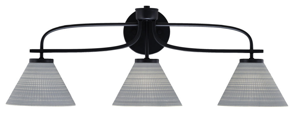 Cavella 3 Light Bath Bar, Matte Black Finish, 7" Gray Matrix Glass