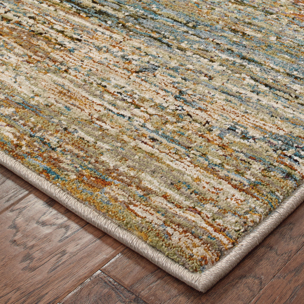 Aegina Soft Stripes Gold/Green Area Rug, 7'10"x10'10"