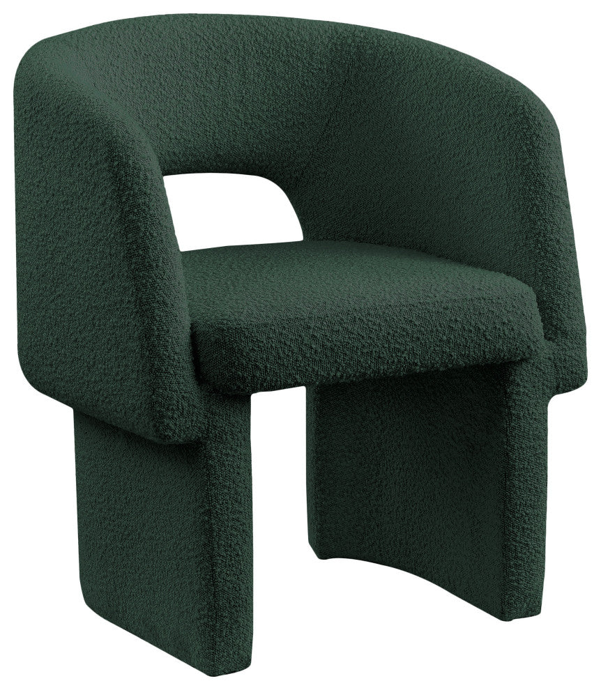 Emmet Boucle Fabric Dining Chair / Accent Chair, Green, Boucle Fabric