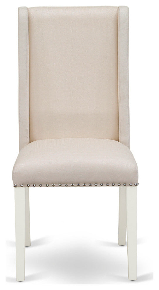 3Pc Kitchen Set, Round Table, 2 Chairs, Cream Chairs Seat, Linen White