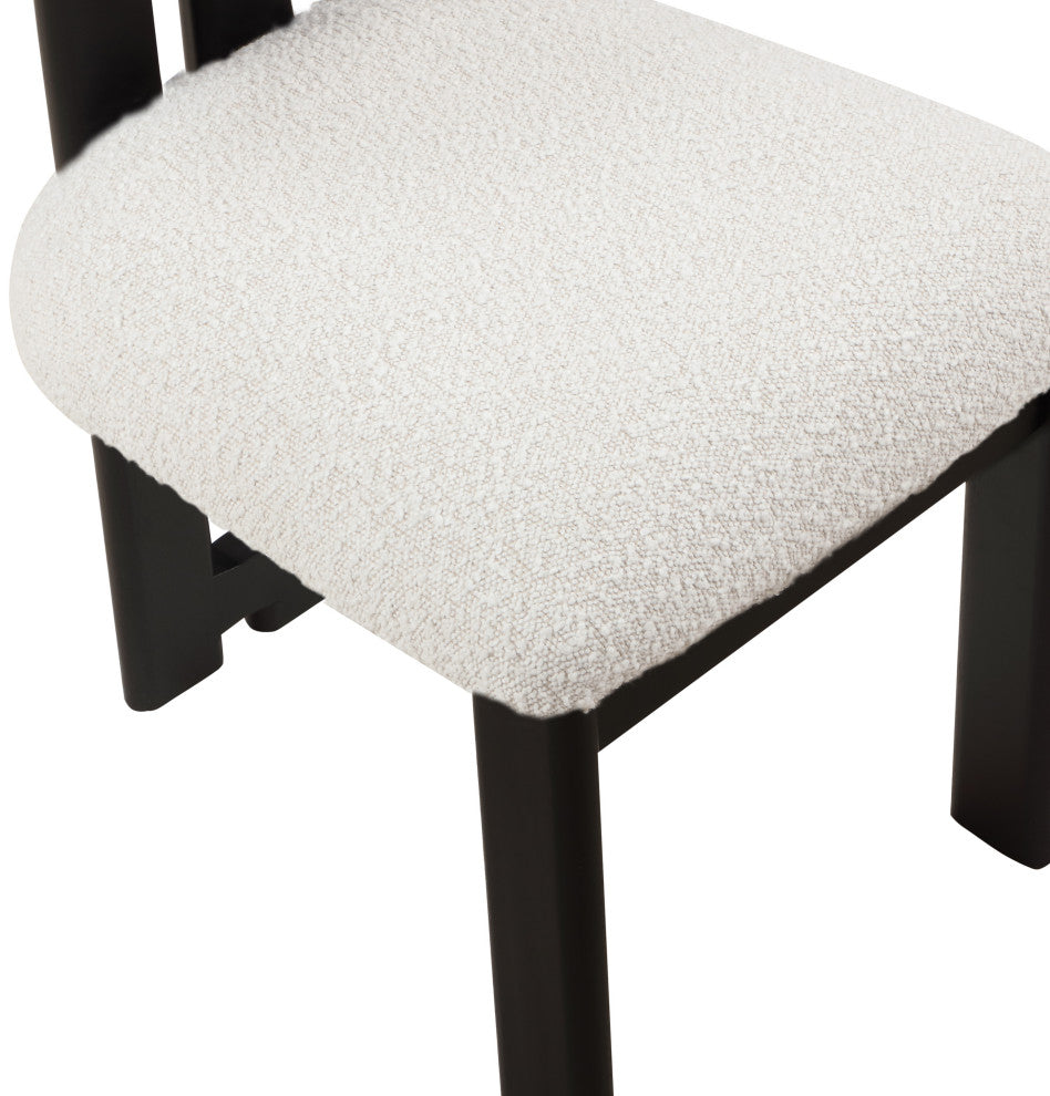 Napa Boucle Fabric Dining Chair, Set of 2, Cream, Black Finish