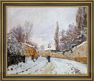 Alfred Sisley Road under Snow Louveciennes Framed Premium Canvas Print, 20"x25"