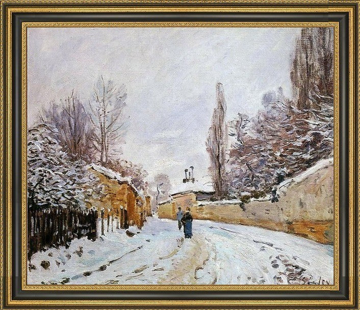 Alfred Sisley Road under Snow Louveciennes Framed Premium Canvas Print, 20"x25"
