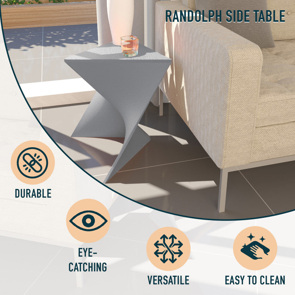 Leisuremod Randolph Modern Triangle Accent Side End Table, Gray, Singles