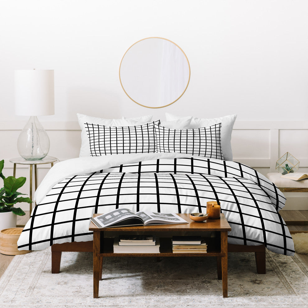 Little Arrow Design Co Monochrome Grid Duvet Cover Set, King