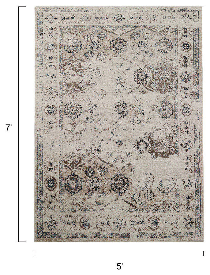 LNC Distressed Indoor Vintage Abstract Carpet Area Rugs, 5' X 7'