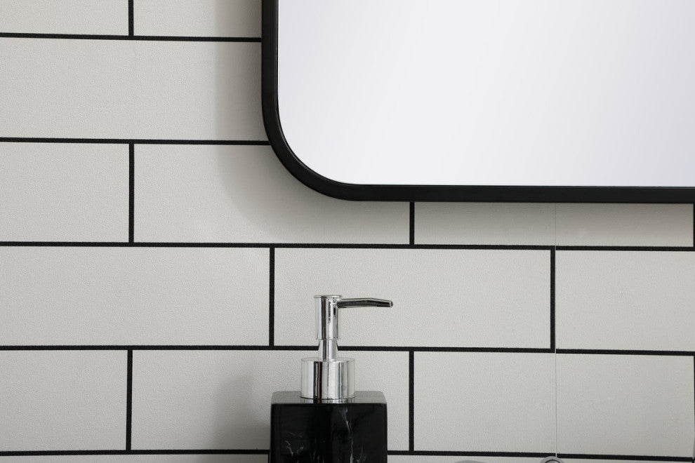 Ellis Soft Corner Metal Rectangular Mirror, Black, 22" x 36"