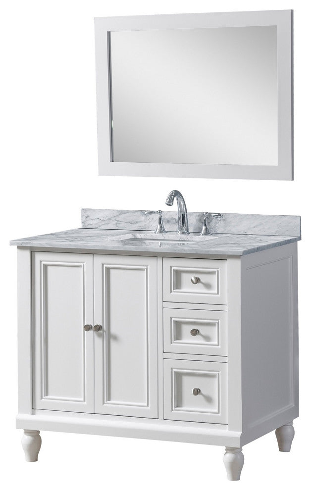 36" Classic White Bath Vanity and Mirror