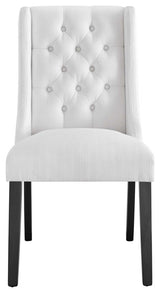 Baronet Button Tufted Fabric Dining Chair, White