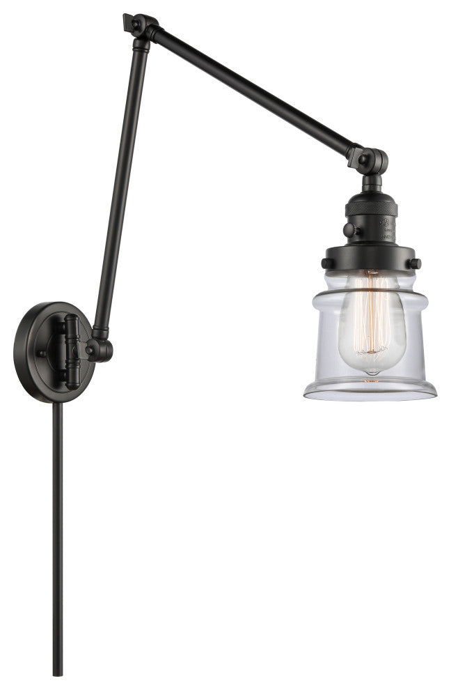 Canton Swing Arm With Switch, Matte Black, Clear, Clear