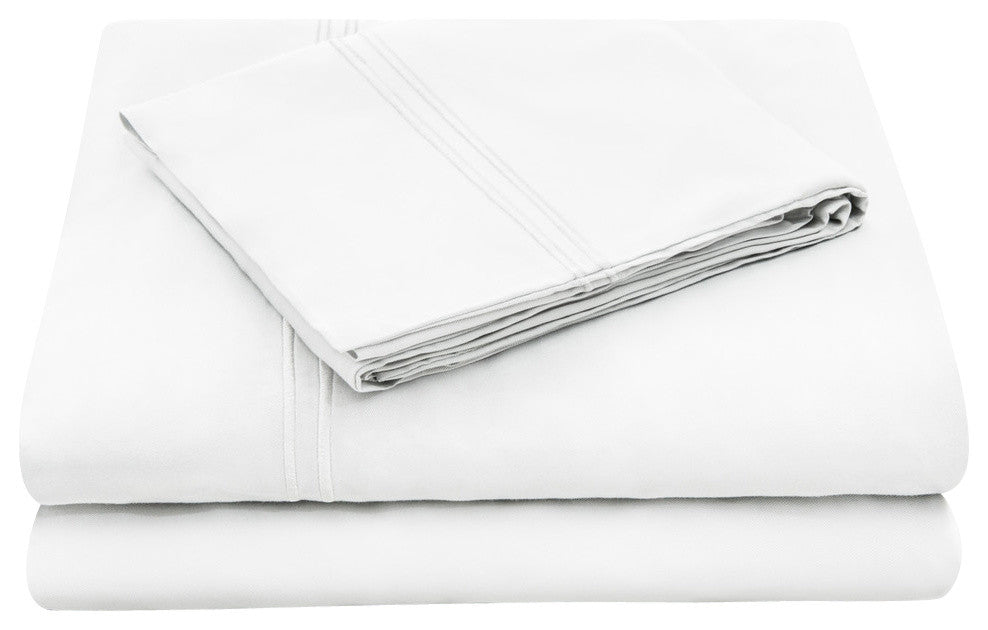 Luxury Bamboo Sheet Set by Malouf Fine Linens, White, King