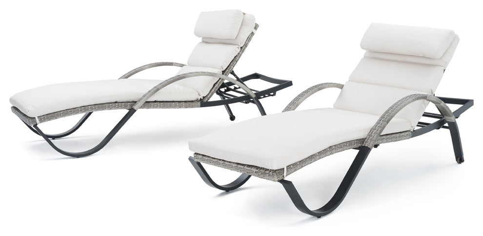 Cannes 2 Piece Aluminum Outdoor Patio Chaise Lounge Chairs, Moroccan Cream
