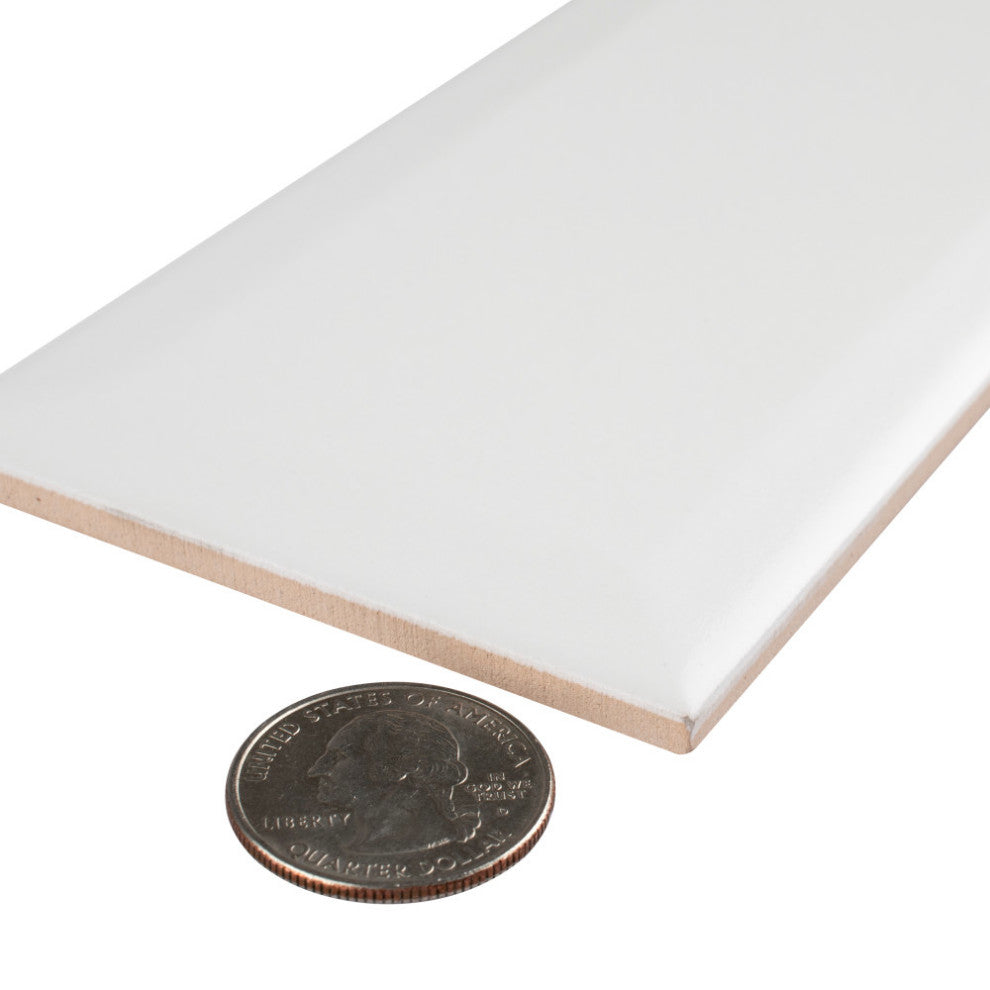 Crown Heights Beveled Ceramic Wall Tile, Matte White
