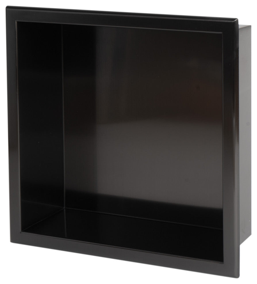 12"x12" Brushed Black Pvd Stainless Steel Square Single Shelf Shower Niche