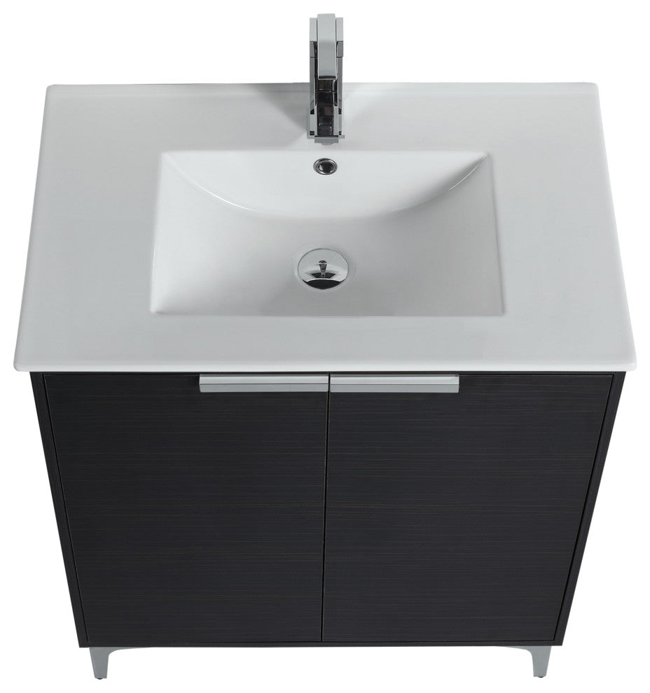 Wilmington Bath Vanity, Chestnut, 30 Inch, Polished Chrome Hardware
