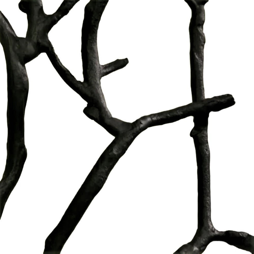 Elegant Black Metal Branch Wreath Candle Sconce Pillar Holder Twig Open Organic