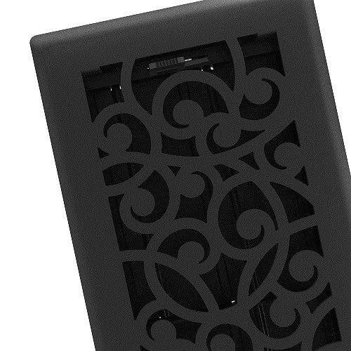 Wonderland Floor Register, Black Iron, 4x10