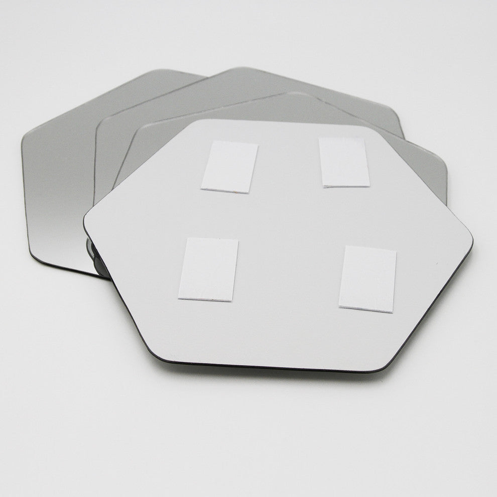 Small Decorative Wall Self Adhesive Shaped Mirrors, Set of 4, Hexagonal