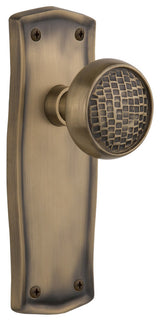 Prairie Plate Passage Craftsman Door Knob, Antique Brass