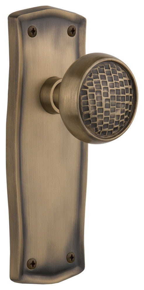 Prairie Plate Passage Craftsman Door Knob, Antique Brass