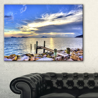 "Makeshift Wooden Pier into the Sea" Large Wall Artwork, 1 Panel