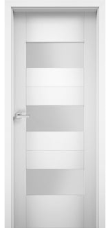 Solid French Door Opaque Glass / Sete 6003 White Silk / Modern Doors -36x96